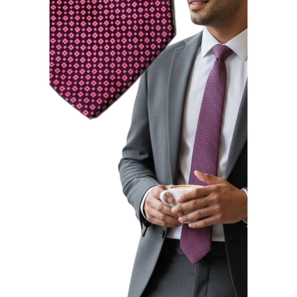 J. Crew Tie Men OS Multicolor Vintage Silk Wool Diamond Check Herringbone